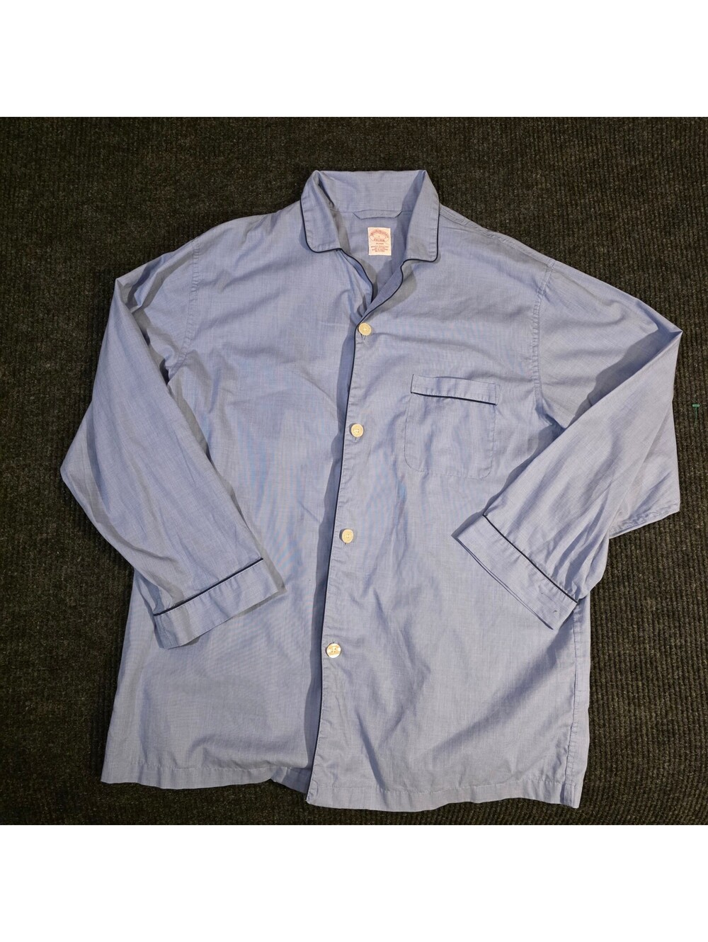 Brooks Brothers Men's Light Blue Wrinkle Resistant Cotton Pajama Top, Size Large